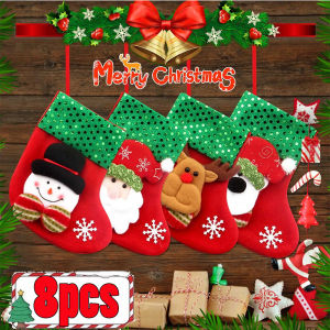 8pcs Cute Snowman Santa Christmas Tree Hanging Stocking / Mini Christmas Stockings / Christmas Stocking Hanging Pendant for Xmas Decorations / Christmas Stocking Decoration