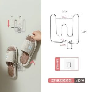 ตู้เสื้อผ้าผู้ชายแบบติดผนังสำหรับรองเท้าแตะในห้องน้ำ กางเกงชั้นวางของแบบไม่ต้องเจาะ โลหะ กันน้ำ ติดได้ทันที ประหยัดพื้นที่