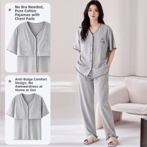 Yuzhaolin | Cotton Padded Bra Summer Style Pajama Set