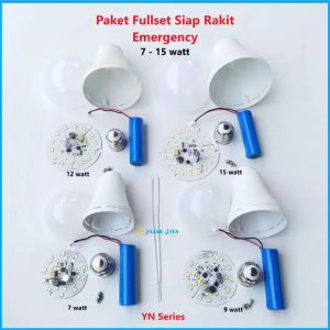 Paket Lampu LED Emergency Siap Rakit 7 9 12 15 Watt Lampu Darurat YN Series Full Set Plus Baterai