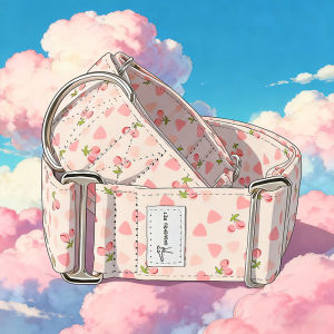 Martinagle Wide Adjustable Dog Collar Soft Patterned Anti-Pull Collar for Medium-Sized Dogs Polyester Fiber Suitable for Most Pets