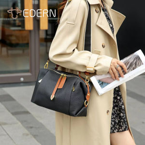 EDERN New TOGO Cowhide Shoulder Bag for Women Fashion Versatile Boston Bag Handbag Genuine Leather Crossbody Bag Womens Sling Bag