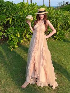 CHANGTONG | Unique Halter Neck Beach Dress 1 Piece