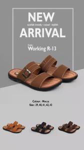 Sandal Kulit Pria Cowok Dewasa Slop Terbaru Keren Kondangan Ban 2 R 13