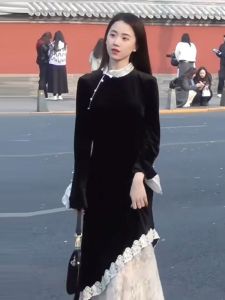 CHANGTONG | New Chinese Style Retro Velvet Dress