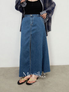 MONIKADM | Chân Váy Jean Cao Waisted Phong Cách Retro Dành Cho Người Mập