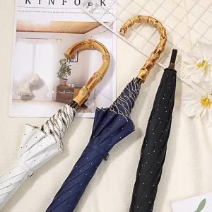 Luxury Embroidered Bamboo Handle Umbrella Sunshade