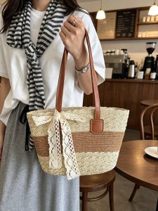 FUSHIXIONG | Spacious Zippered Woven Bag Beach Vacation Commuter Shoulder Handbag