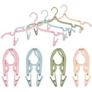 Folding Hanger Set With Clip for Clothes Drying Folding Hanger Rack Travel Folding Telescopic Portable Clothes Drying Rack