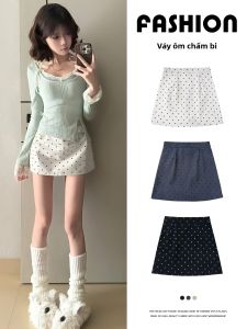 YIFANSHI | Bộ Đồ Phong Cách Pháp Chấm Bi Trắng Chân Váy Ngắn