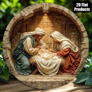 2D Metal Sign 8x8 Inch Round Metal Sign for Fall Halloween Christmas Circle Aluminum Wall Art for Home Cafe Bar Office Decor