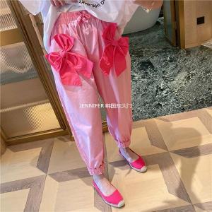 Quần Dài Harem Cotton Đen Trắng Họa Tiết Thắt Nút Cạp Chun Co Giãn Mùa Hè 2025 Dongda Gate Dành Cho Nữ