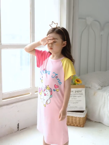 Gaun tidur budak perempuan Baju tidur Kuromi gadis Girls pajamas nightdress 3-12y Kuromi dress night wear Melody nightgown cartoon pyjama cute Kids fashion Girl sleepwear 女童牛奶丝睡裙 C130
