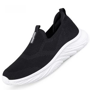 Summer Mesh Shoes Middle-Aged Dad Shoes Casual Breathable Walking Shoes Soft Bottom Slip-on Elderly Mesh Surface Shoes Lightweight Non Slip