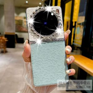 Vivox100S pro Luxury Diamond Embedded Leather Phone Case Full Edge Protection Anti-Fall Creative Fashionable Womens Style with Lanyard