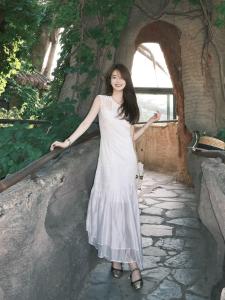 XUECAIQI | Slim Korean Style Unique Pretty Lace-spliced Chiffon Dress