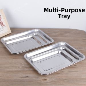 Multi-use Stainless Steel Tray Long-shaped Large Capacity