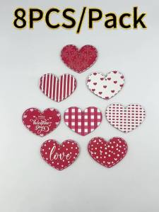 (8Pieces/bag)5.3x7cm Valentines Day Wooden Heart-Shaped Ornament Pendant Room Decoration Matching Design Sense