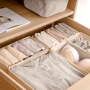 Minimalist Foldable Linen Drawer Organiser - Wardrobe Storage Box for Clothes Undergarments | Multi-Drawer Dividers