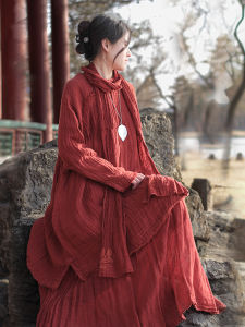 Original Spring New Loose Zen Chinese Retro Slant Lapel Embroidered Texture Linen Midi Top Womens Fashion Tang Suit