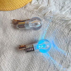 AIDA Glowing Light Bulb Simulation Funny Small Hair Clip Klip Rambut Kecil Mentol Bercahaya Simulasi Lawak 创意发光小灯泡发夹