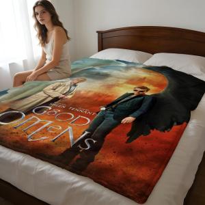 Throw High-Density Short Plush Blanket For Sofa Nap Air-Conditioned Room Soft Skin-Friendly Good Omens
