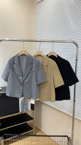 Áo Blazer Ngắn Tay Nữ Dáng Ngắn Màu Đen Nâu 2 Lớp Áo Vest Nữ Cộc Tay HinoS Shop A035