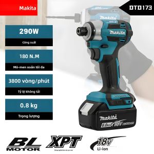 Makita DTD173 18V LXT Máy Khoan Tác Động Không Dây BL Động Cơ Không Chổi Than 180 N·M Máy Khoan Điện Có Thể Sạc Lại Cho gỗ/Bolt/Chế Độ T Dụng Cụ Tự Làm Tại Nhà