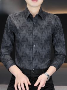 HENGYUANXIANG | Hengyuanxiang Mens Long Sleeve Digital Print Shirt Fashionable Slim Fit Casual Business Shirt No Ironing Required Premium Feel