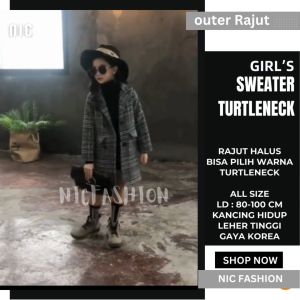 Turtleneck Rajut Anak Perempuan Remaja Umur 7 Tahun - 12 Tahun - NIC Fashion