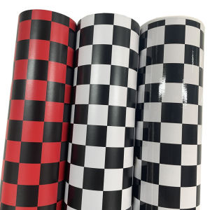 Premium Checkered Flag Vinyl Wrap Roll Self Adhesive Decal Sticker Bedroom Cabinet Skateboard Car Wrapping Foil Removable