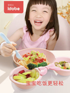 Idobe Thickened Anti-fall Baby Bowl Set Cute Cartoon Mickey Mouse Wheat Straw Childrens Tableware Durable Infant Feeding Utensils