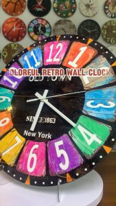 14 12 Tempered film cover Wall clock Wooden Retro Clock Living Room Bedroom Big Size