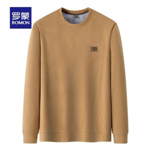 ROMON | Lormen Mens Knitted Sweater Winter Fashion Thickened Fleece Warm Inner Wear Wool Blend Long Sleeve Round Neck Pullover Sweatshirt