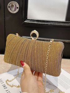 Fashionable Evening Clutch Bag Womens Gown Chain Bag Single Shoulder Crossbody Bag for Banquet New 2024 Stylish All-Match