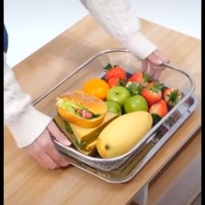 AI-C1266 Set Nampan Stainless Peniris Minyak / Keranjang Saringan Tinggi Stainless Steel Tahan Karat