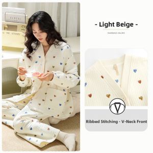 JIALEFEN | Spring Autumn Winter Thickened Long Sleeve Pajamas for Women Cotton