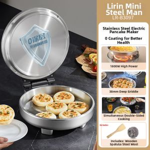 Liven | Non-Coated Stainless Steel Double-Sided Heating Multi-Function Electric Pancake Maker