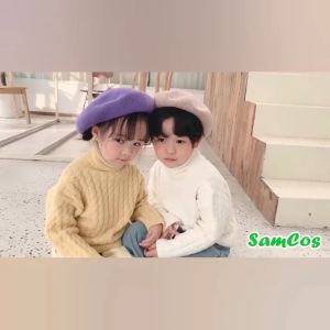 Mũ nồi cho bé mũ beret dạ có dây điều chỉnh vòng đầu cho bé 2-8 tuổi SamCos