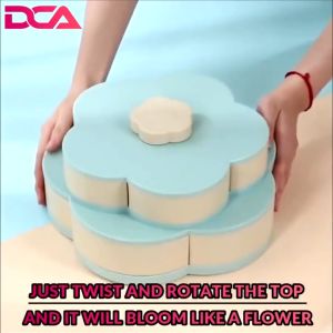 𝗦𝗜𝗠𝗣𝗟𝗘 𝟭𝟬 IN 𝟭 ROTATABLE STORAGE BOX Flower 5 Grids Candy Cookie Biscuit Dispenser / Bekas Kuih Raya Biskut