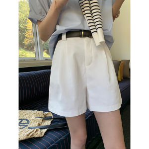 White High Waist Wide Leg Short Pants Womens Fashion Casual Simple Slimming Trousers Versatile Commute Style Summer Collection