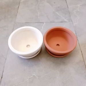Chậu đất nung 14x7 cm (KÈM DĨA LÓT) trồng cây cảnh mini sen đá xương rồng