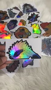 Stiker Hologram Anime Gojo Sotaru Ukuran 8 cm