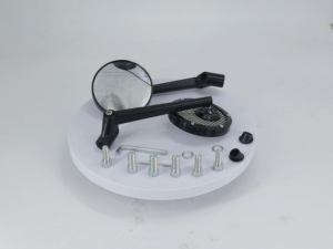Universal Motorcycle Rear View Mirror 360 Rotatable HD Round Side Mirror CNC Aluminum Mesh Back