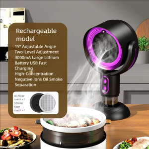Portable Desktop Range Hood Rechargeable Air Filter Kitchen Exhaust Fan for BBQ Hot Pot Indoor Cooking Tabletop