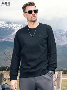 เสื้อยืดแขนยาวคอกลมปักลายผ้าฝ้ายไผ่ Enjeolon สำหรับผู้ชาย ฤดูใบไม้ร่วง ทรงพอดีตัว ระบายอากาศได้ดี แห้งเร็ว นุ่มสบาย