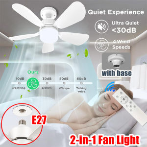 E27 Screw Ceiling Fan Light with Remote Control 85V-265V Dimmable 3 Color Lights Mute for Living Room Home Bathroom Decor