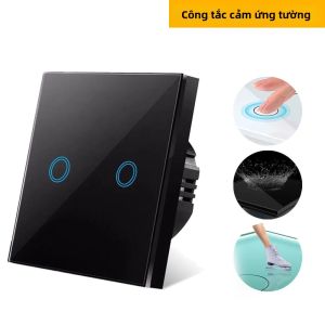 Công Tắc Cảm Ứng LED Đèn Nền Kính Cường Lực Szaoju EU Đèn Tường Công Tắc Cảm Biến Điện Áp AC100-240V 1/2/3 Gang Nút Bấm
