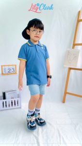 Lily And Clark Kaos Anak Laki-Laki Kerah Dengan Motif Bagus Warna Biru KK03