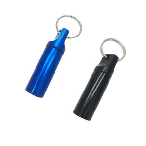 Aluminum Waterproof Pill Box Cases with Sealed Storage Flat Head Round Alloy Cartridge and Keychain for Vitamin Fish Oils C735